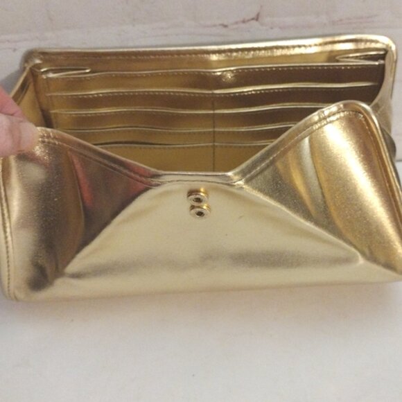 Estee Lauder Gold Clutch Purse Makeup Cosmetic Evening Bag - Picture 9 of 13